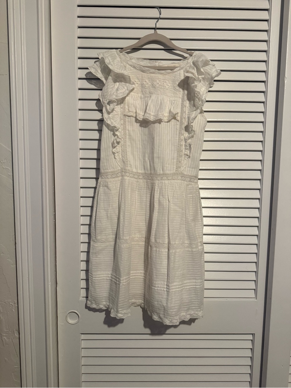 LoveShackFancy Girls White Lace Eyelet Dress Top Size 12Y